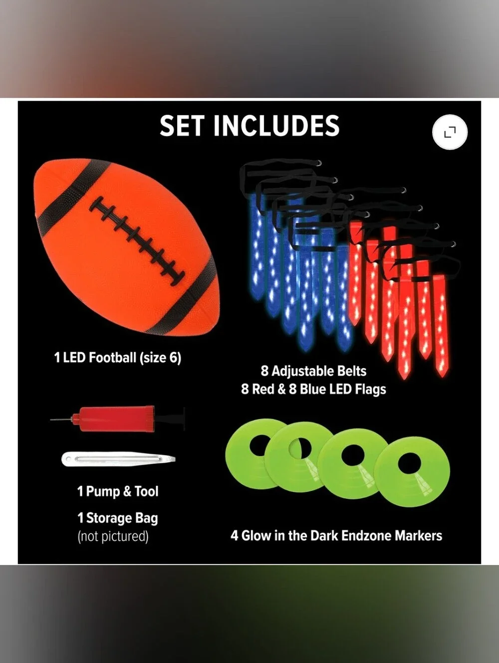 LED Flag Football, Light-Up Outdoor Sports Game, for All Ages, by MinnARK